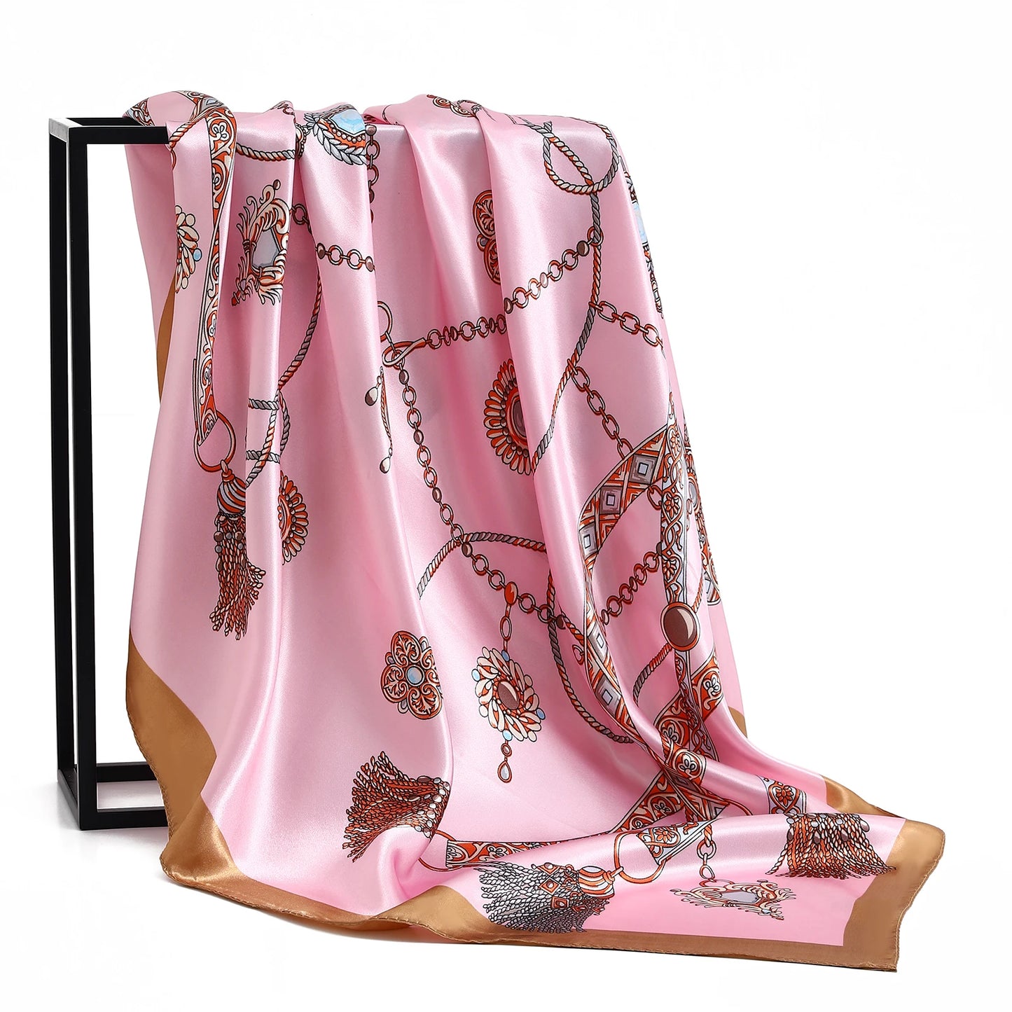90cm Women Four Seasons Square Silk Satin Bandana Wrap Shawl Scarves Scarfs kfy1