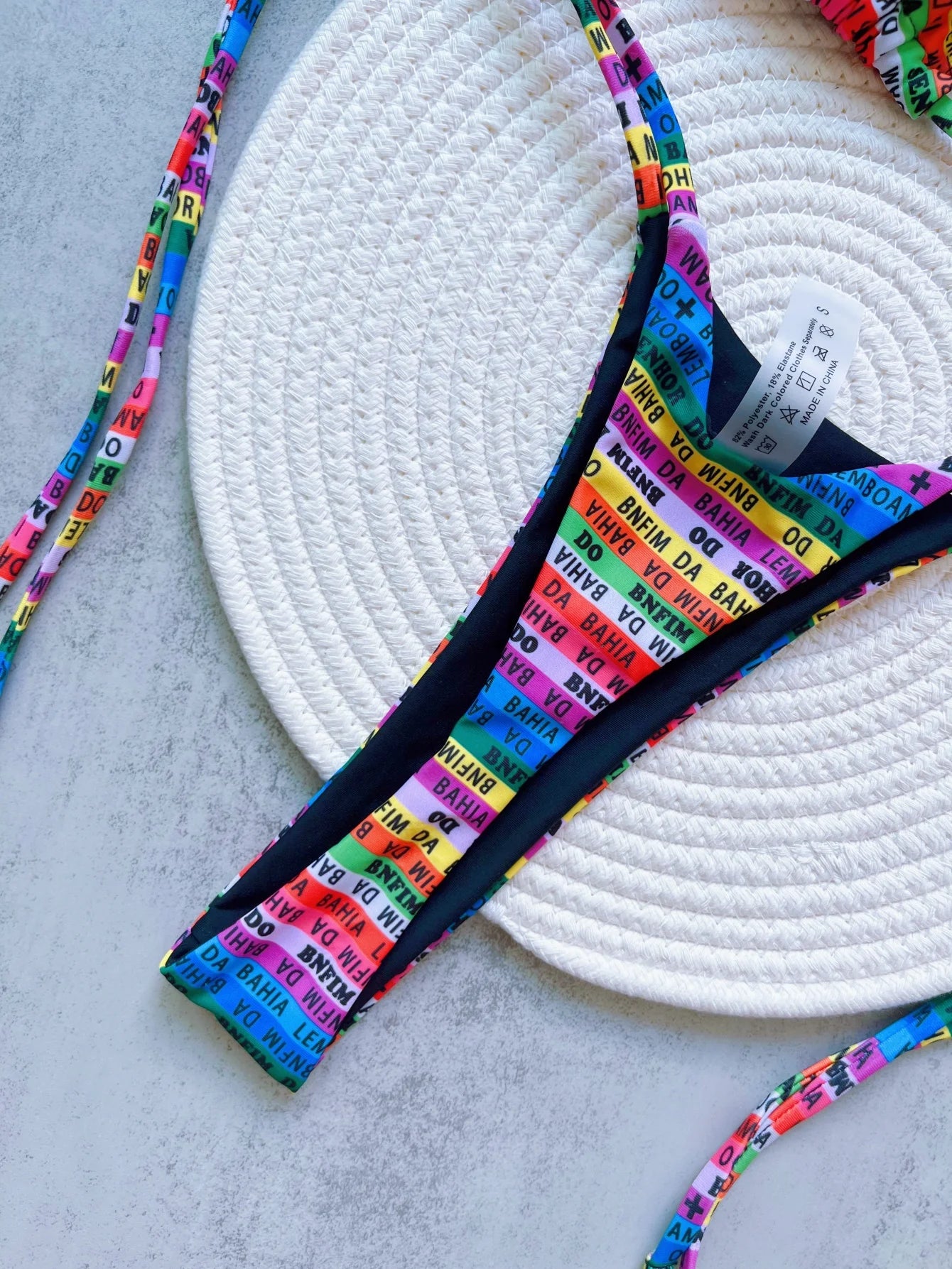 Sexy Printed Letters Colorful Mini Thong Bikini Swimwear Two-pieces Bikini Bathing Suit