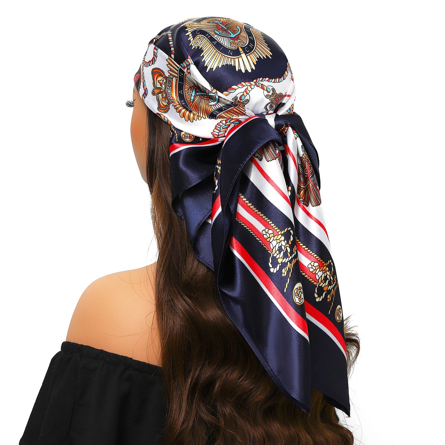90cm Women Four Seasons Square Silk Satin Bandana Wrap Shawl Scarves Scarfs Sqk7