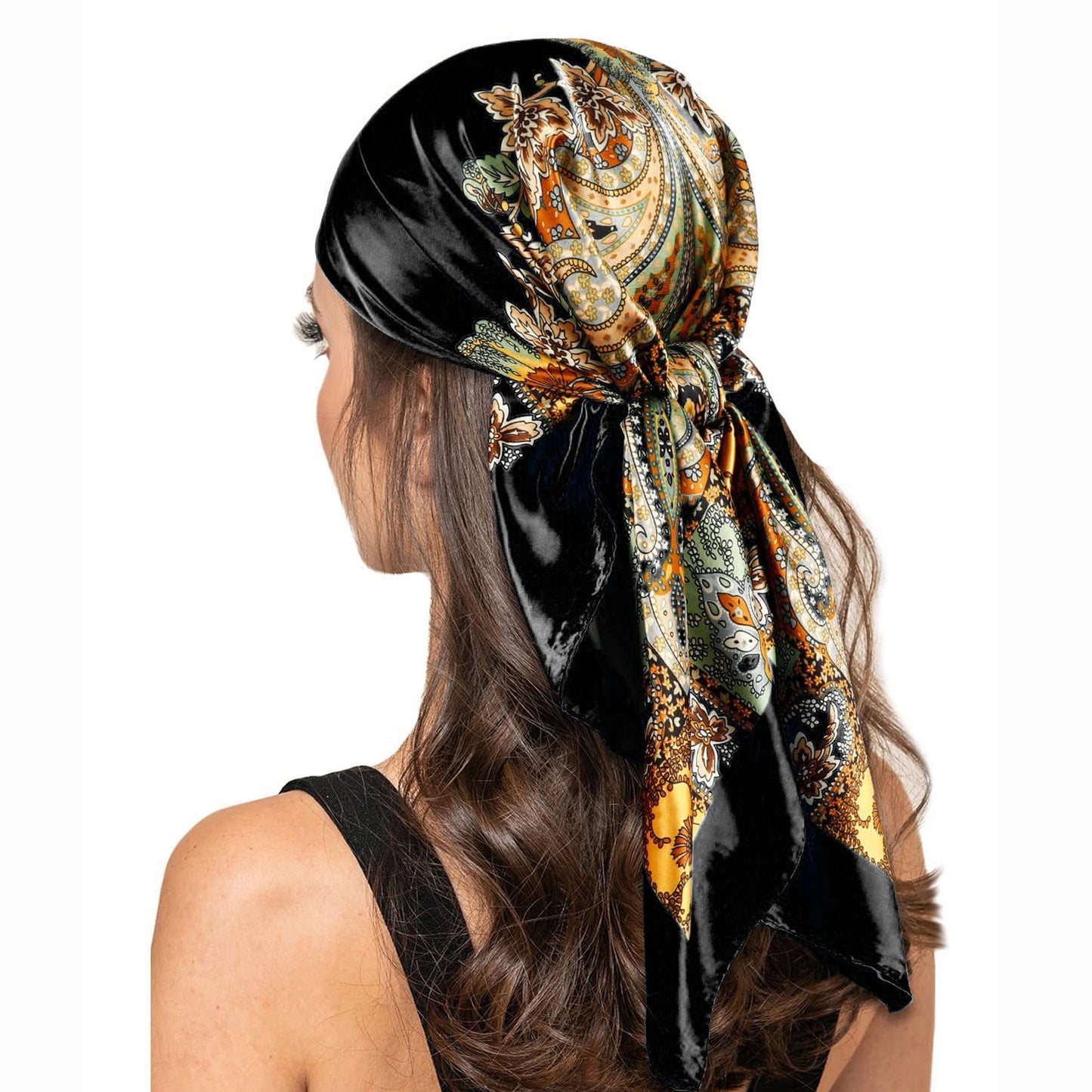 90cm Women Four Seasons Square Silk Satin Bandana Wrap Shawl Scarves Scarfs gfK2