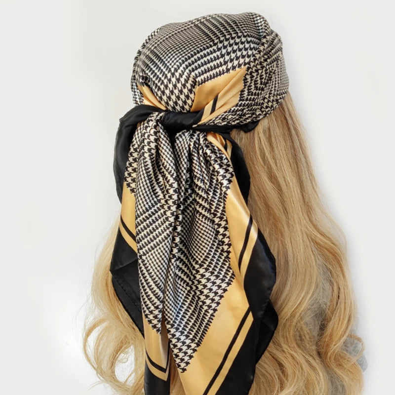 90cm Women Four Seasons Square Silk Satin Bandana Wrap Shawl Scarves Scarfs gf08