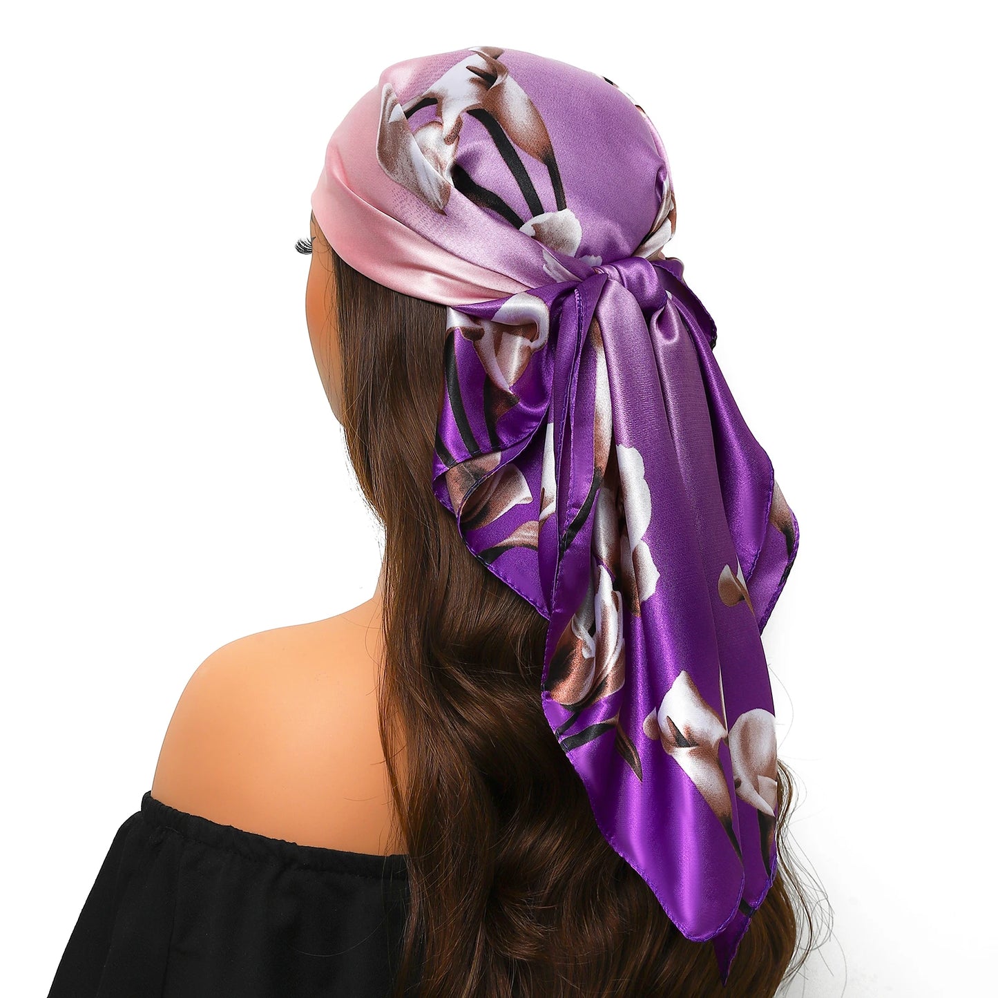 90cm Women Four Seasons Square Silk Satin Bandana Wrap Shawl Scarves Scarfs Sqk7