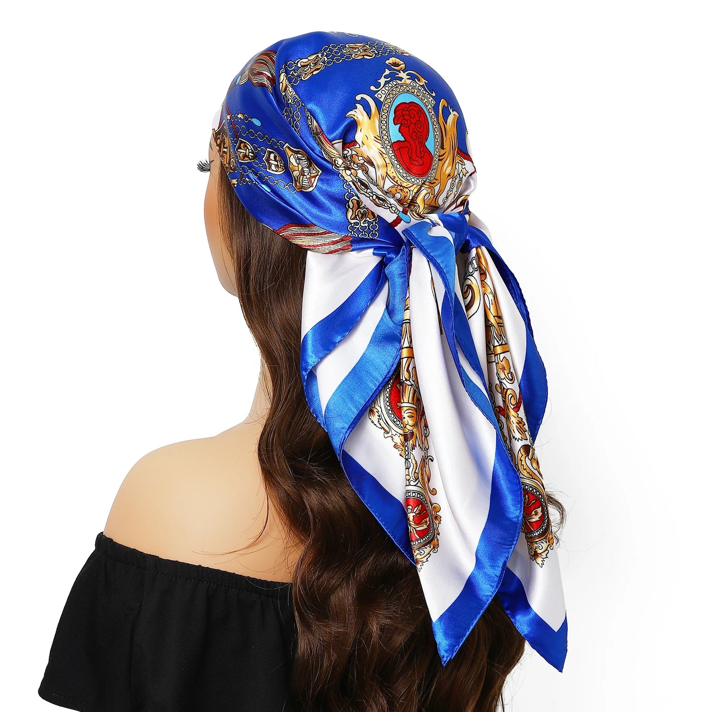 90cm Women Four Seasons Square Silk Satin Bandana Wrap Shawl Scarves Scarfs kfy1