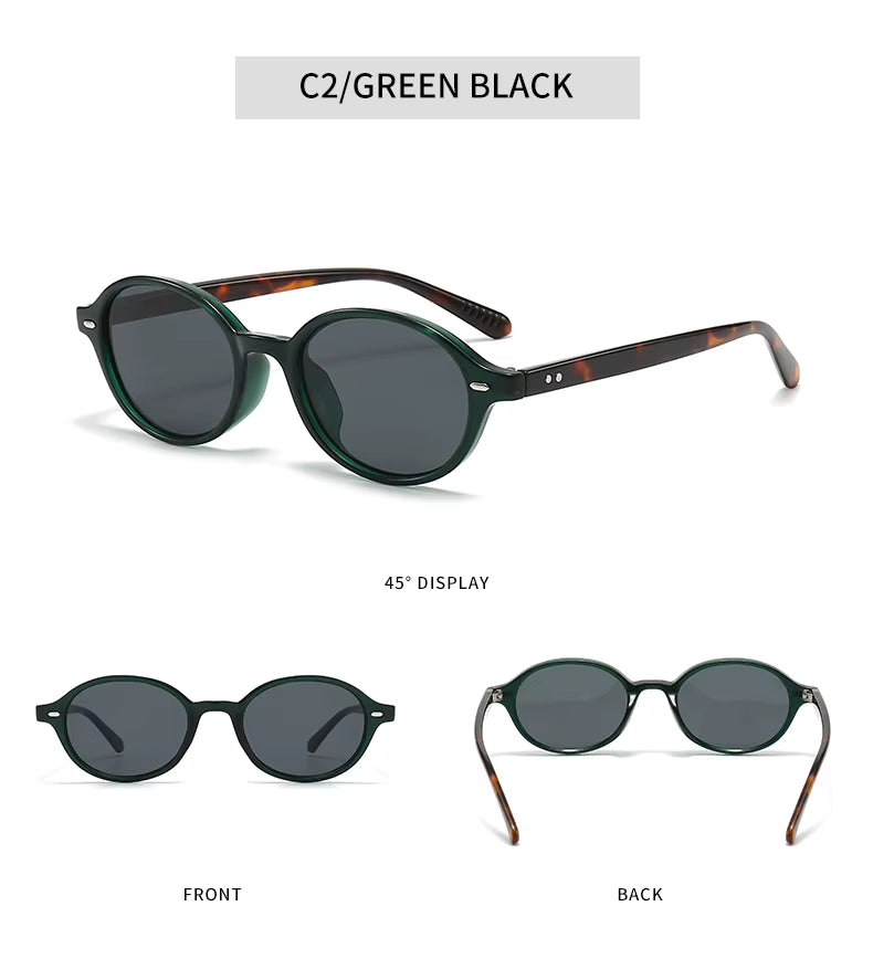 Women Men Retro Small Oval Rivets Shades UV400 Sunglasses Glasses