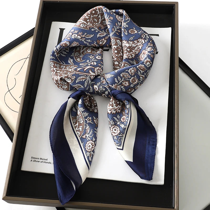 Women Fashion Square Small Silk Satin Scarf Design Printed Bandana Scarves