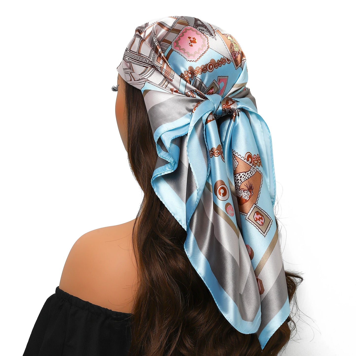 90cm Women Four Seasons Square Silk Satin Bandana Wrap Shawl Scarves Scarfs Spk11