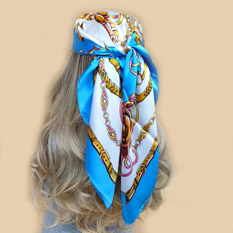 90cm Women Scarf Square Silk Satin Bandana Wrap Shawl Scarves Scarf