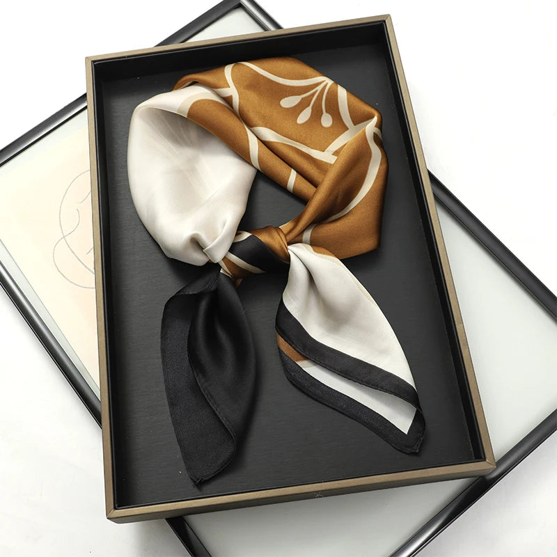 Women Silk Feeling Design Satin Square Scarf Wrap Shawl Scarves