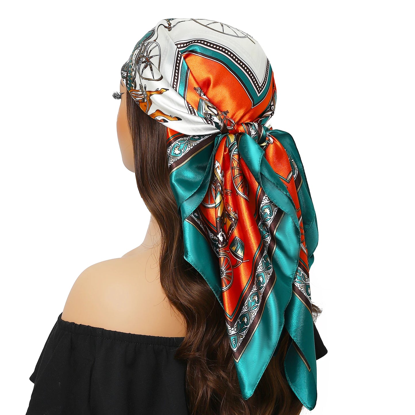 90cm Women Four Seasons Square Silk Satin Bandana Wrap Shawl Scarves Scarfs kfy1