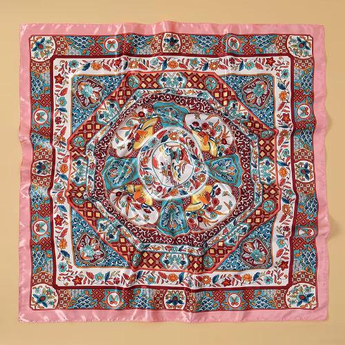 Women Fashion Silk Square Vintage Hijab Flower Prints Pashmina Bandana Scarves