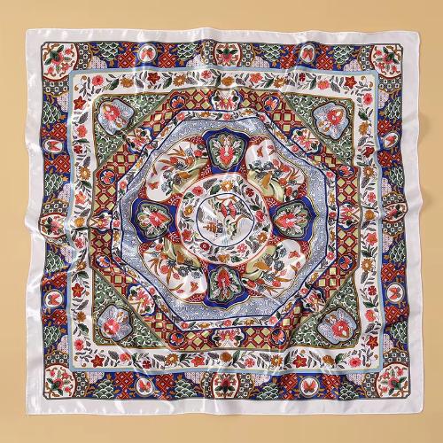 Women Fashion Silk Square Vintage Hijab Flower Prints Pashmina Bandana Scarves