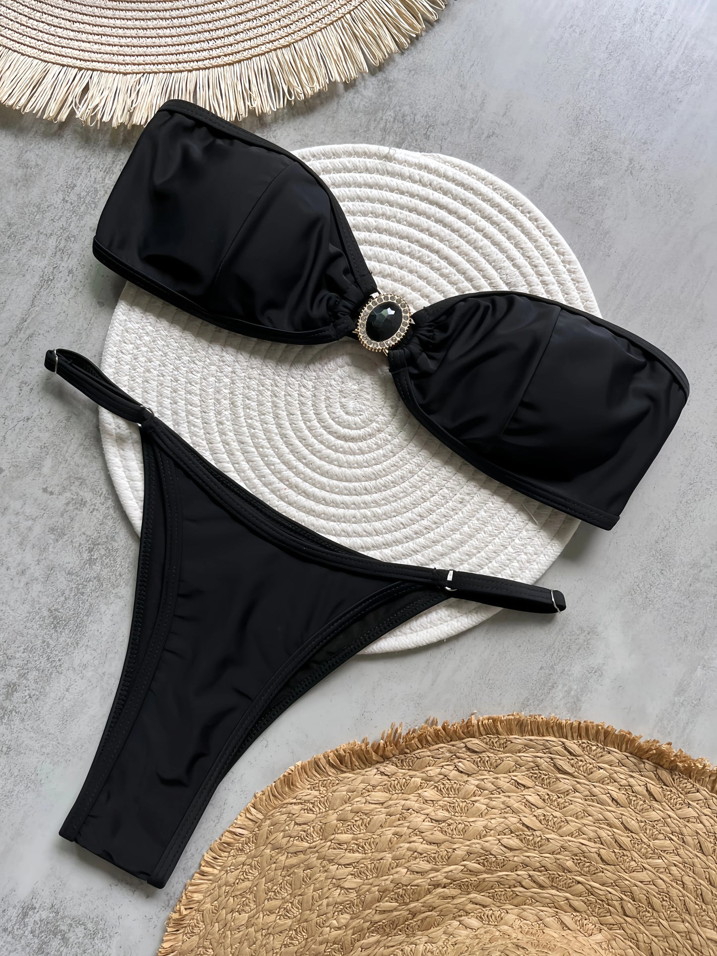 2pcs Diamond Rhinestone Print Bikini Swimsuit Swimwear Bikini Bathing Suit