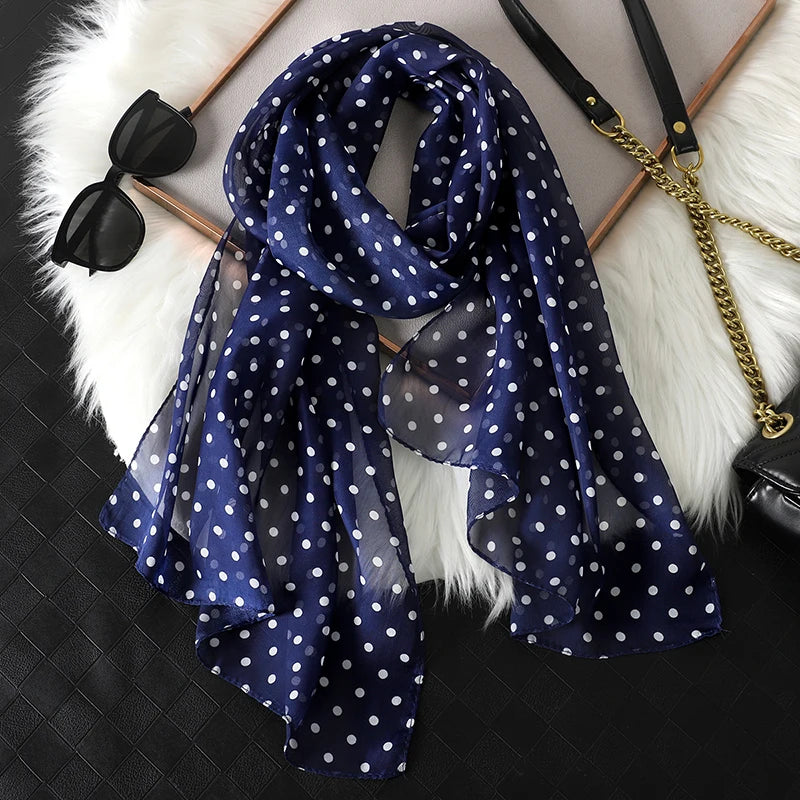 Women Fashion Printed Dot Chiffon Bandanas Beach Wrap Scarf Scarves