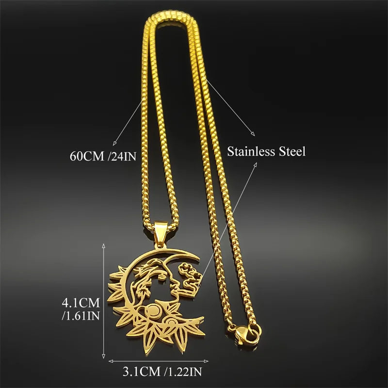Witchcraft Crescent Smoking Stainless Steel Black Color Gothic Charm Chain Pendant Necklace