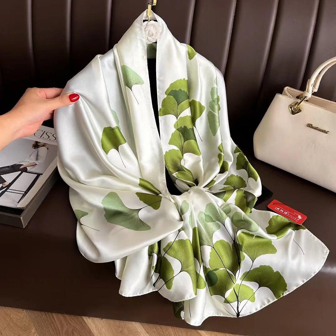 180*90cm Women Designs Silk Satin Bandana Long Shawls Wraps Scarves Pashmina Scarf