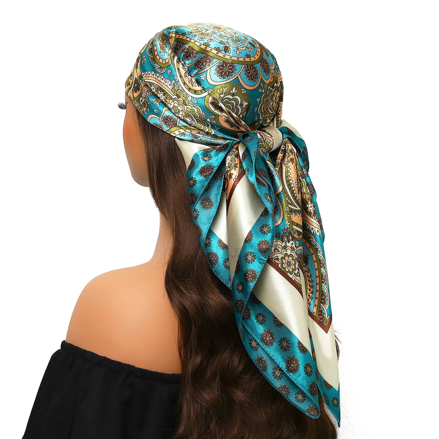 90cm Women Four Seasons Square Silk Satin Bandana Wrap Shawl Scarves Scarfs Spk13