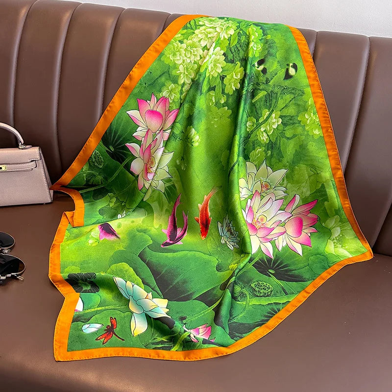 70cm Women Fashion Silk Satin Design Scarf Bandana Shawl Wrap Scarves