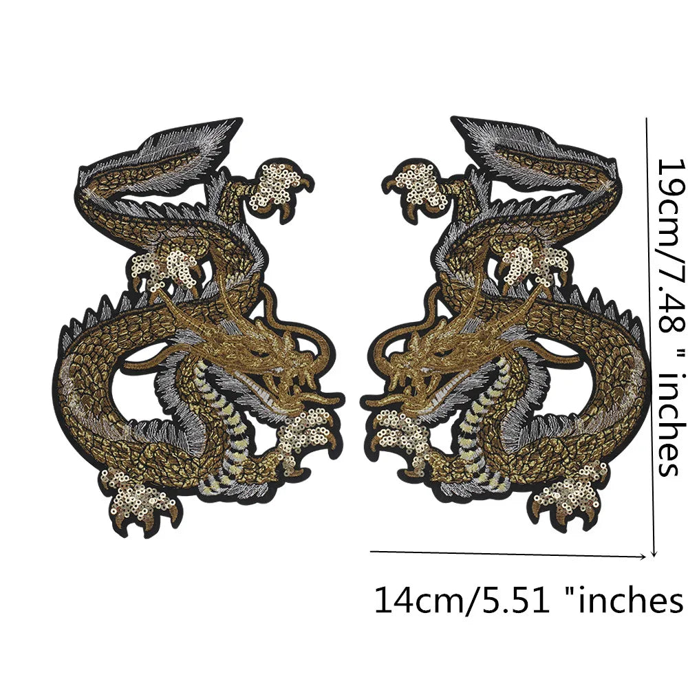 Mirro Tiger Bird Flower Pair Embroidery Patch Appliques Iron on Patches Badge Clothes Sewing