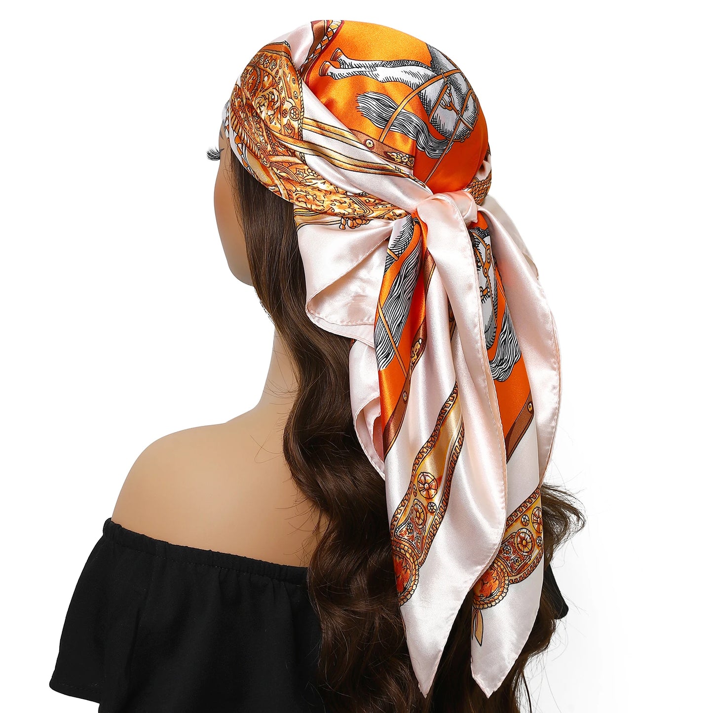 90cm Women Four Seasons Square Silk Satin Bandana Wrap Shawl Scarves Scarfs kfy1