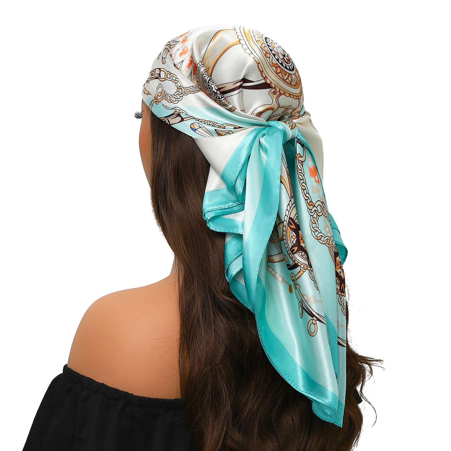 90cm Women Four Seasons Square Silk Satin Bandana Wrap Shawl Scarves Scarfs Spk11