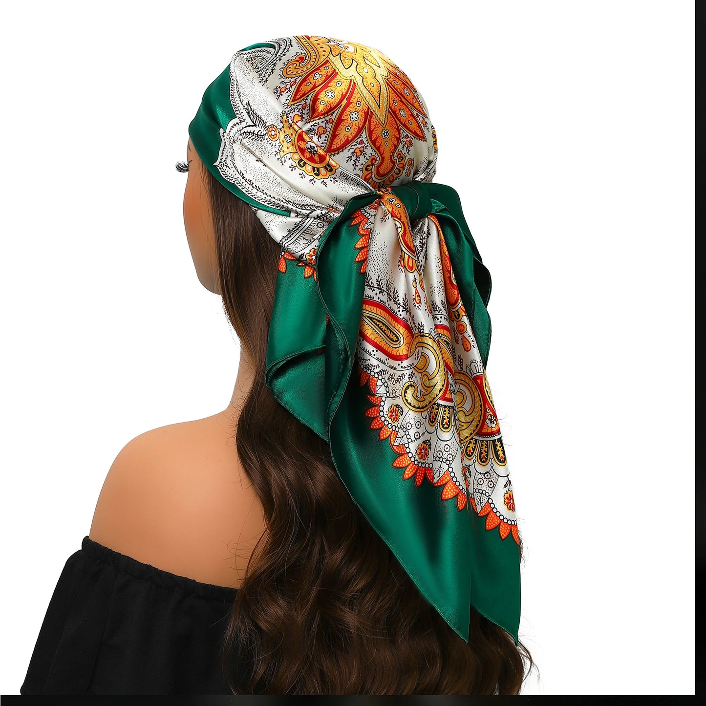 90cm Women Four Seasons Square Silk Satin Bandana Wrap Shawl Scarves Scarfs Spk13