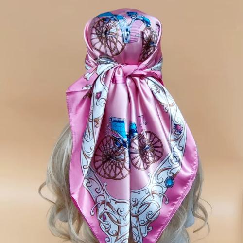 90cm Women Four Seasons Square Silk Satin Bandana Wrap Shawl Scarves Scarfs gkj2