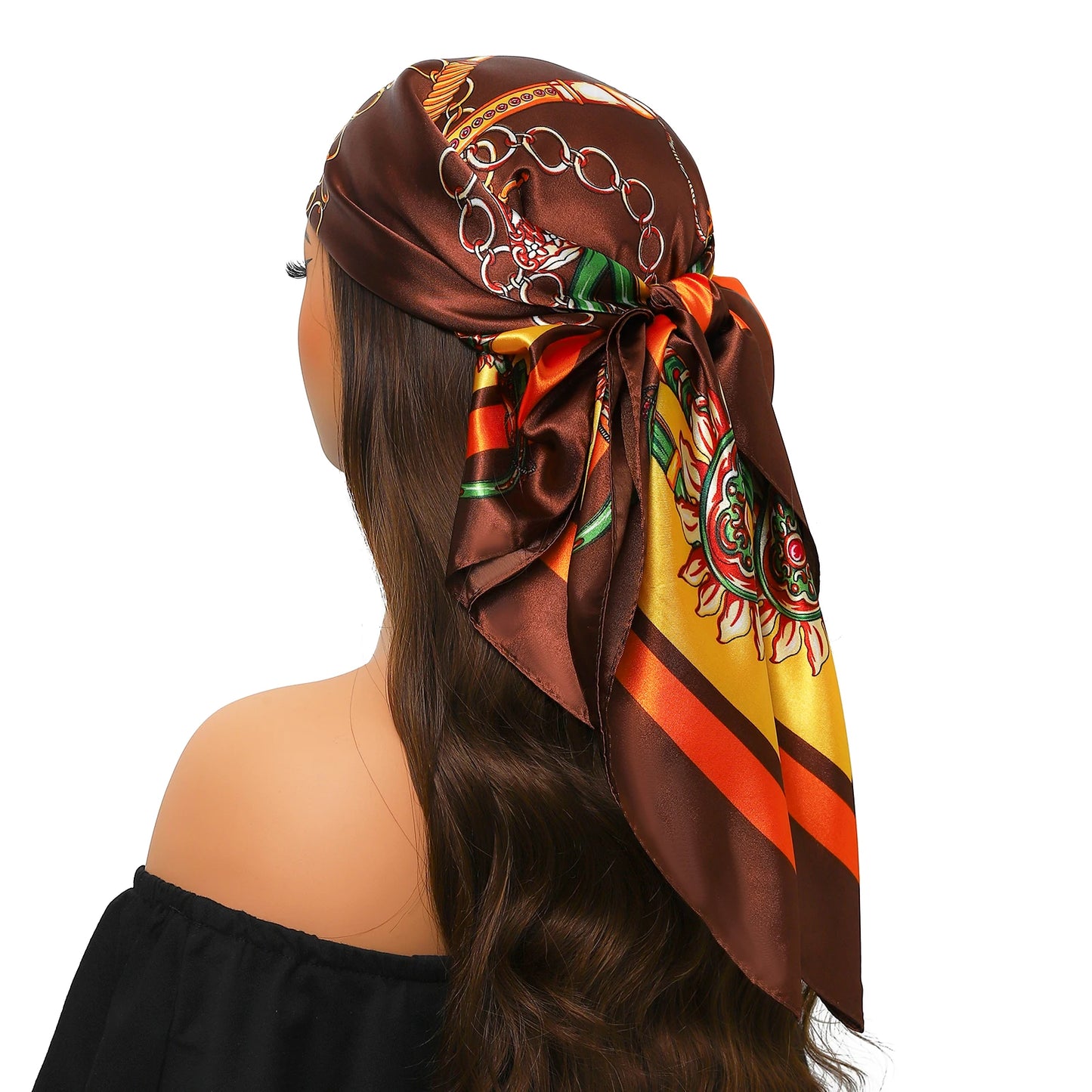 90cm Women Four Seasons Square Silk Satin Bandana Wrap Shawl Scarves Scarfs Spk11