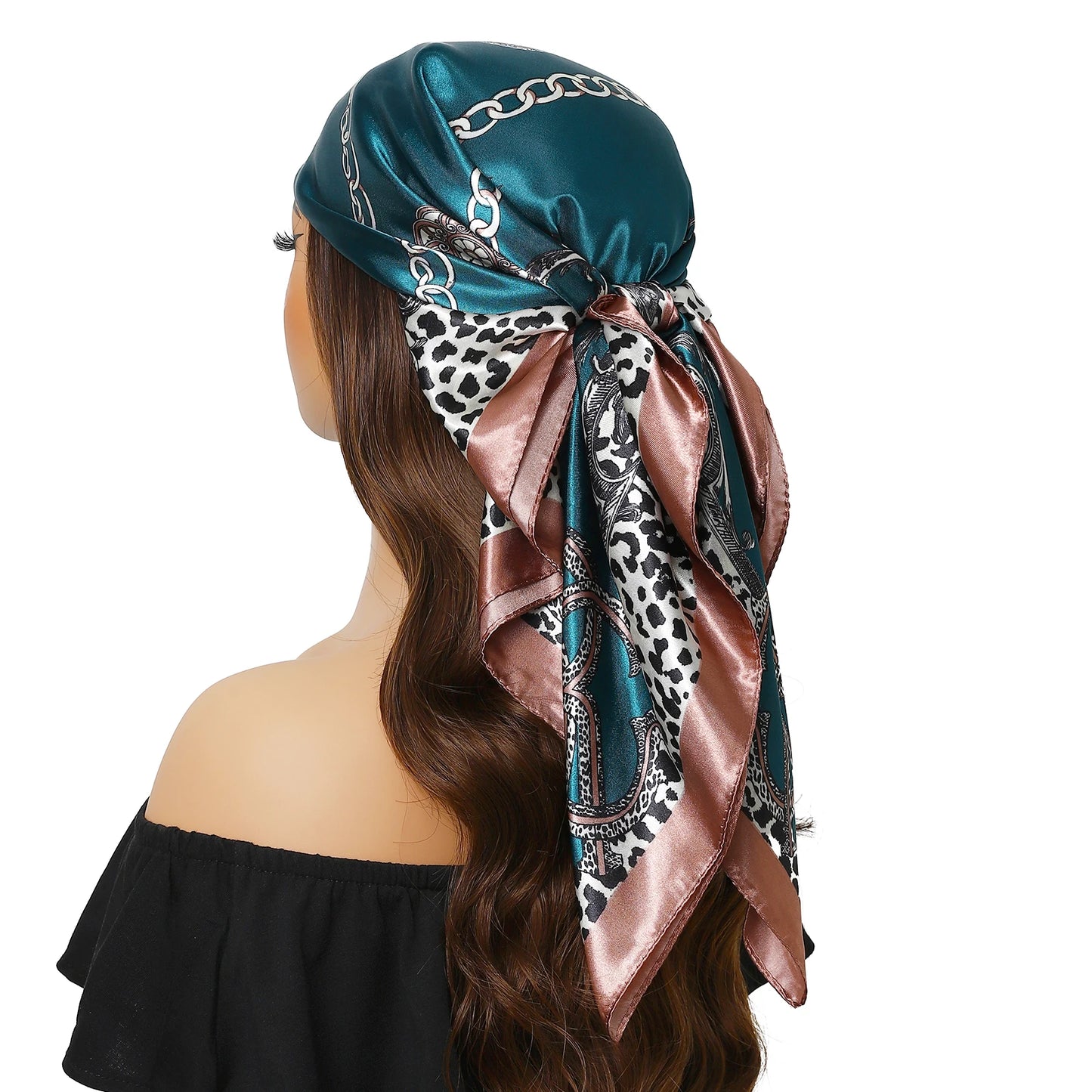 90cm Women Four Seasons Square Silk Satin Bandana Wrap Shawl Scarves Scarfs kfy1