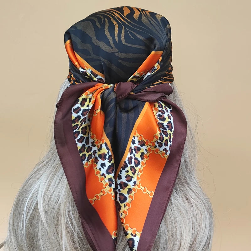 70X70cm Women Luxury Four Seasons Square Silk Satin Bandana Wrap Shawl Scarves Scarfs gk7