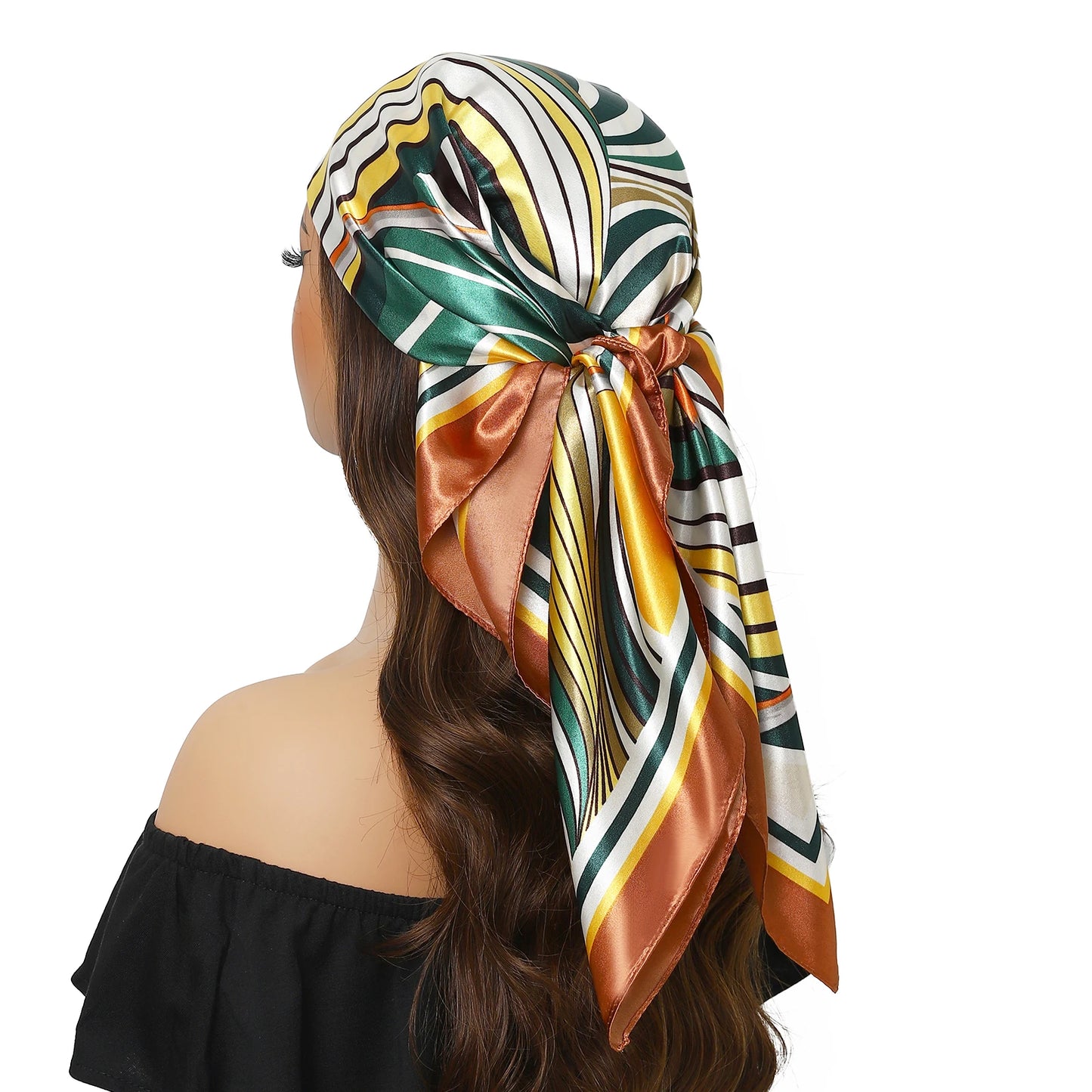 90cm Women Four Seasons Square Silk Satin Bandana Wrap Shawl Scarves Scarfs kfy1