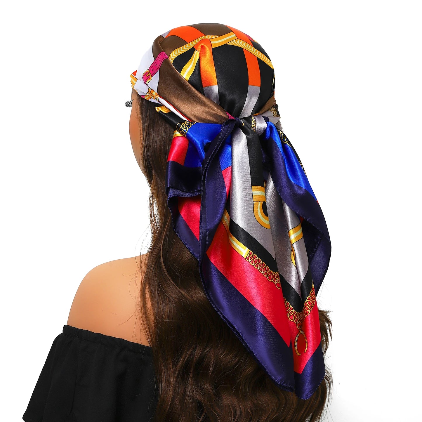 90cm Women Four Seasons Square Silk Satin Bandana Wrap Shawl Scarves Scarfs Sqk7