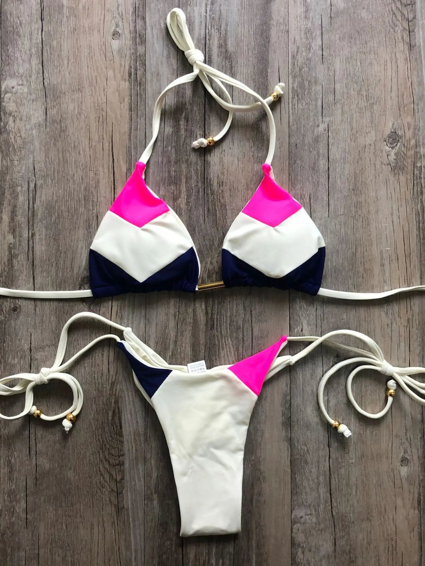 Sexy Halter Thong Micro Bikini Push Up Brazilian Tropical Plant Print String Mini Swimsuit