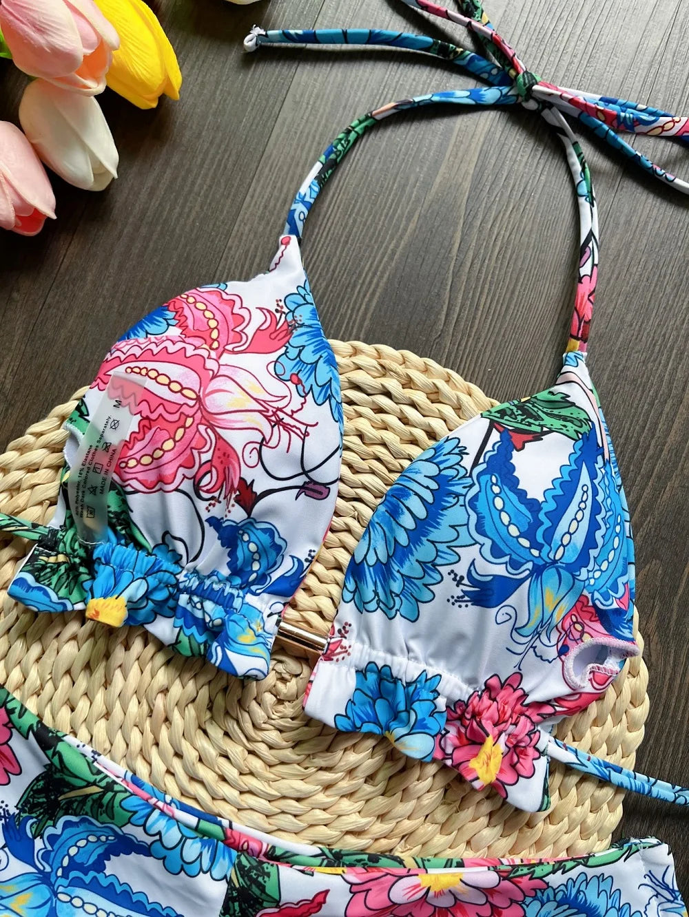 Sexy Print Bandage Bikini Swimsuit Two-piece Triangle Swimwear Bathing Brazilian Suit