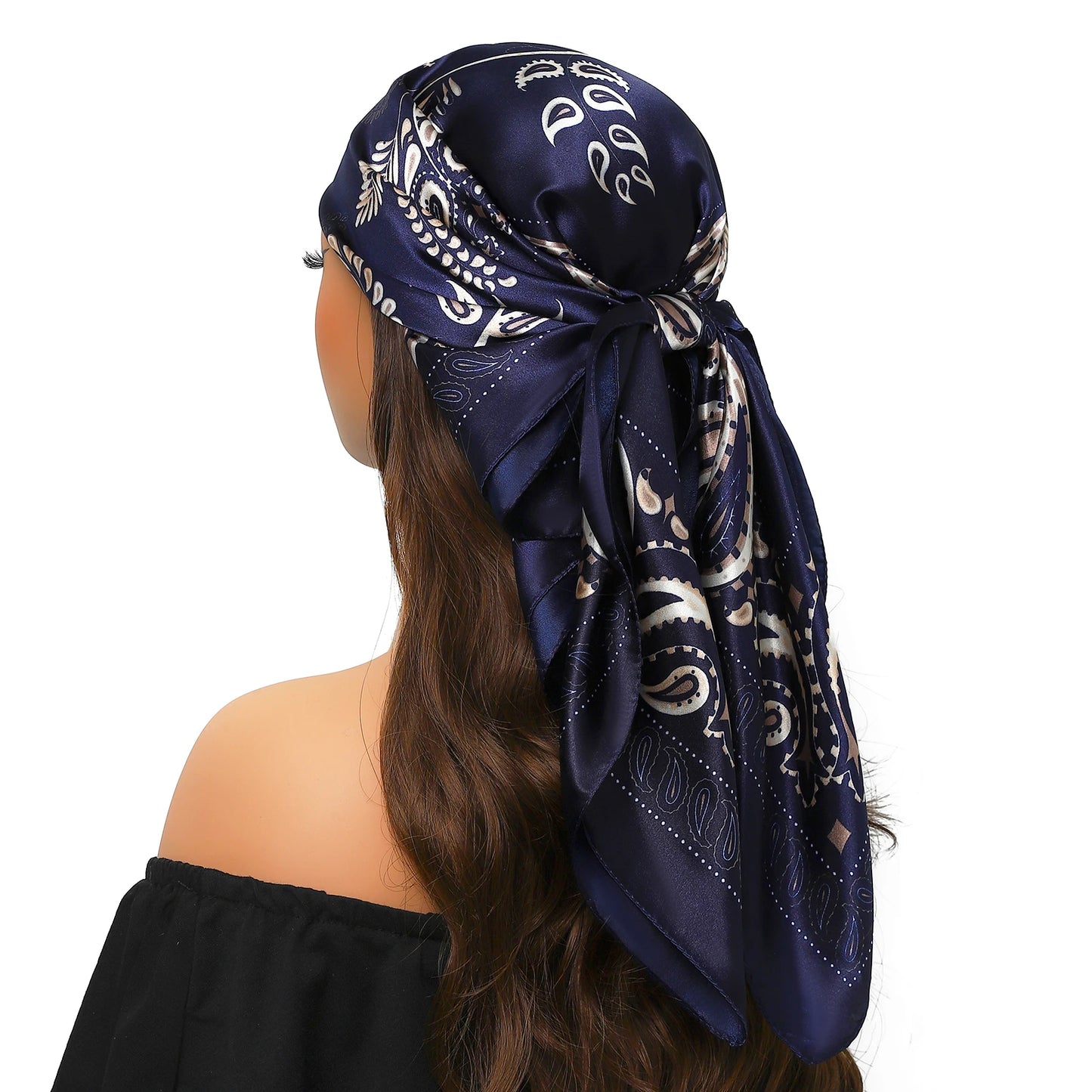 90cm Women Four Seasons Square Silk Satin Bandana Wrap Shawl Scarves Scarfs Spk13