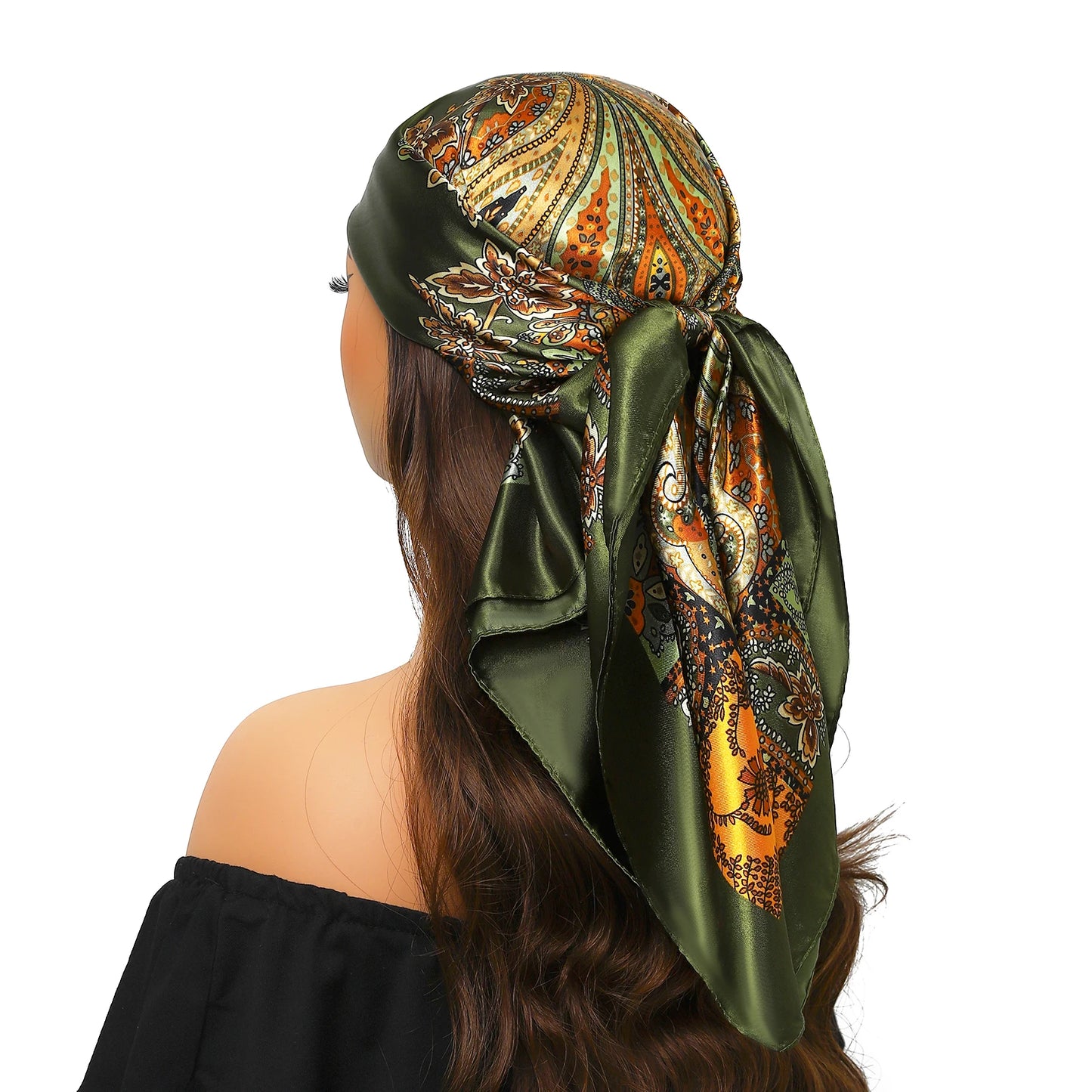 90cm Women Four Seasons Square Silk Satin Bandana Wrap Shawl Scarves Scarfs Spk13