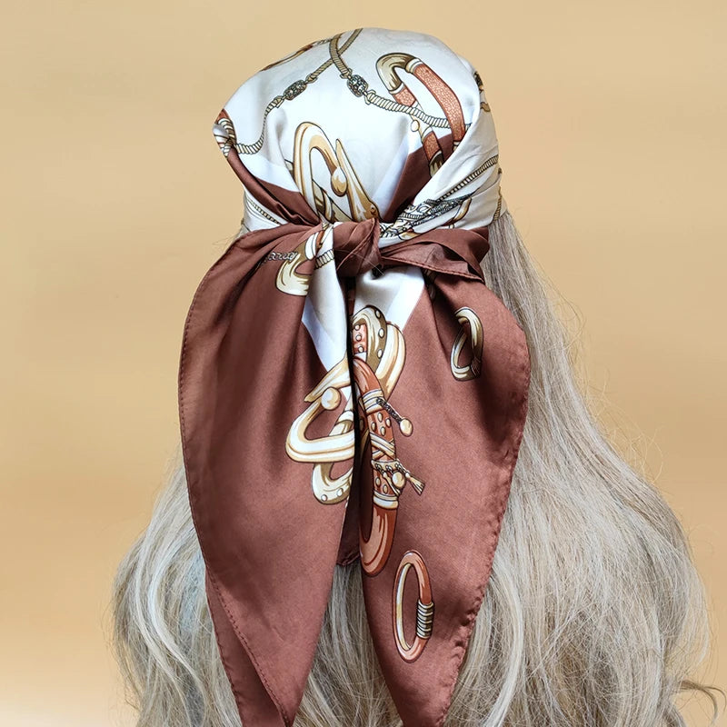 90cm Women Four Seasons Square Silk Satin Bandana Wrap Shawl Scarves Scarfs SRk3
