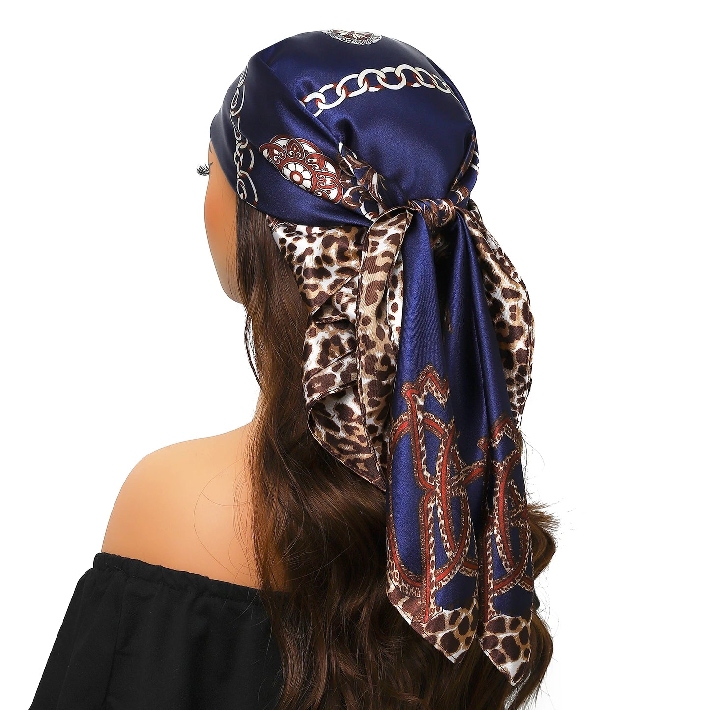 90cm Women Four Seasons Square Silk Satin Bandana Wrap Shawl Scarves Scarfs Spk11