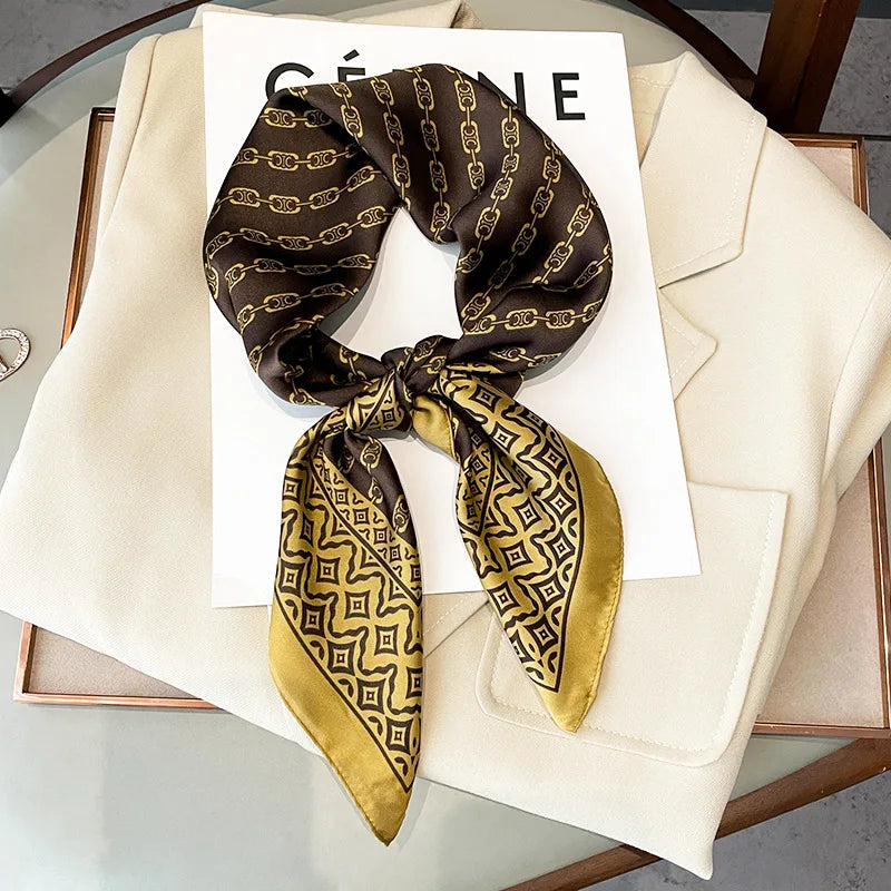 70x70cm Women Four Seasons Small Square Silk Satin Bandana Wrap Shawl Scarves Scarfs Sqk7