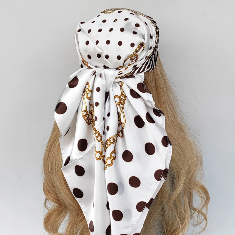 90cm Women Four Seasons Square Silk Satin Bandana Wrap Shawl Scarves Scarfs Spk11