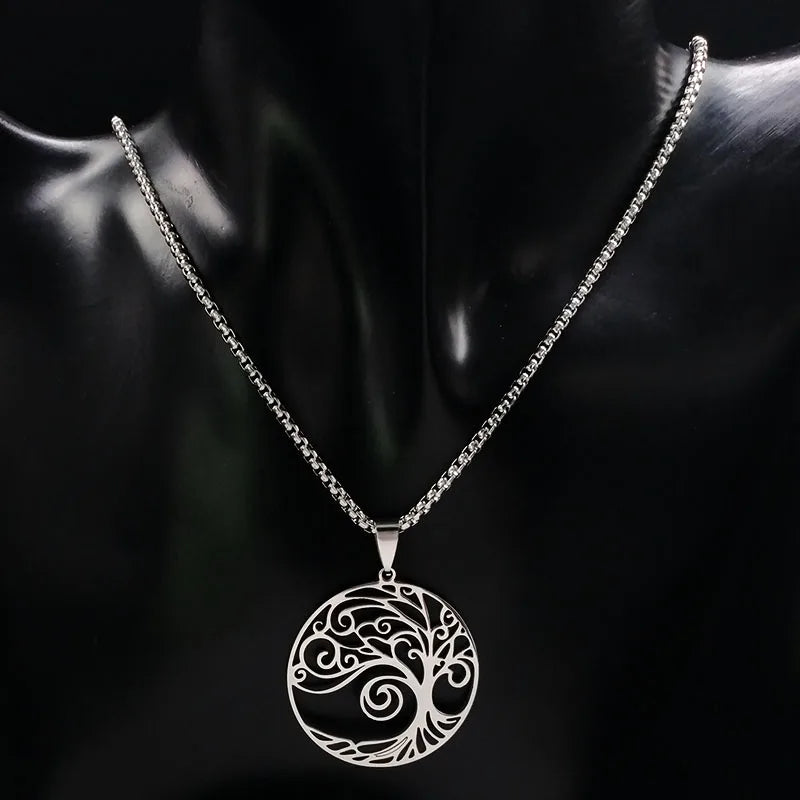 Tree of Life Collar Stainless Steel Women Men Chain Necklaces Pendant