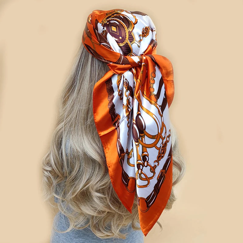 90cm Women Scarf Square Silk Satin Bandana Wrap Shawl Scarves Scarf