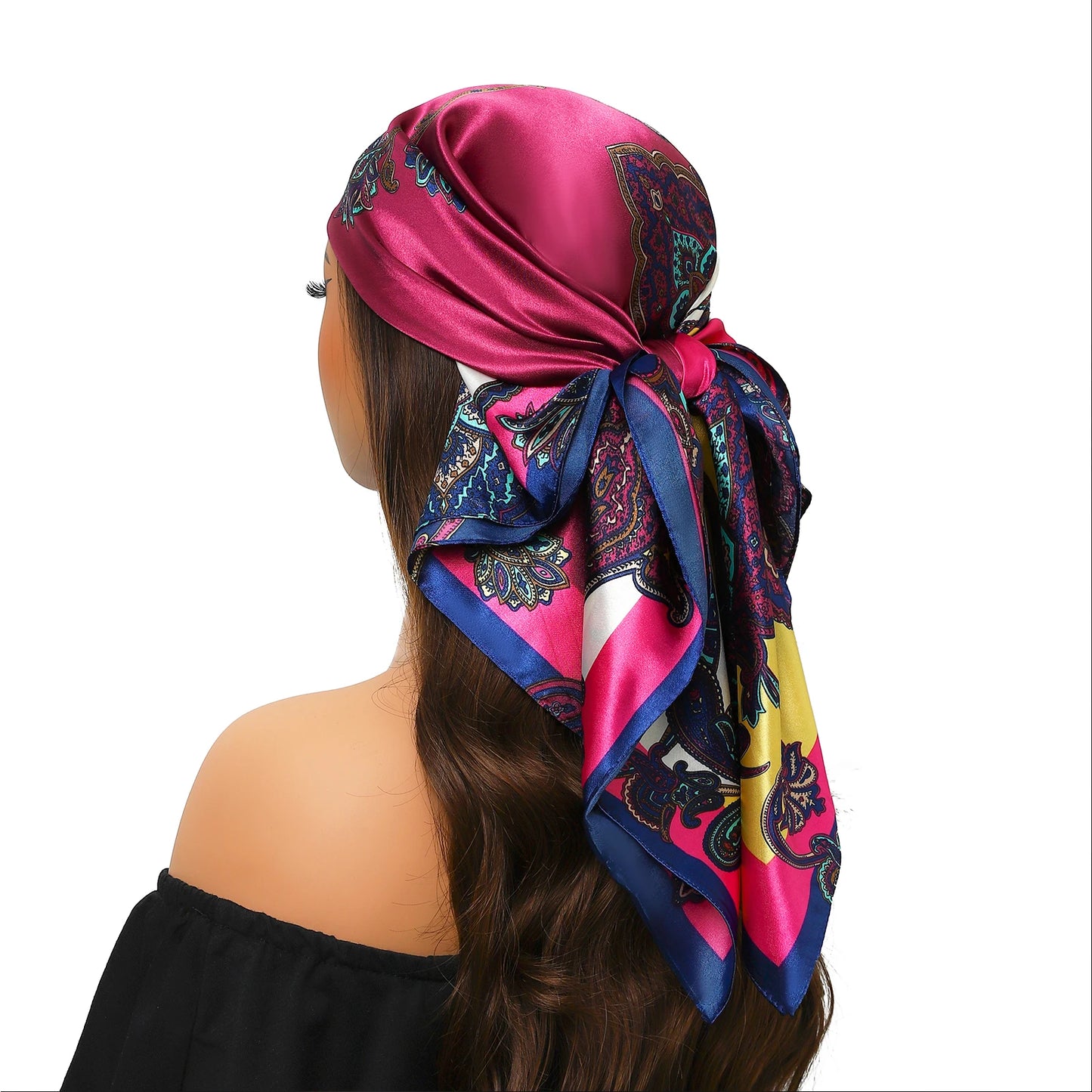 90cm Women Four Seasons Square Silk Satin Bandana Wrap Shawl Scarves Scarfs Spk13