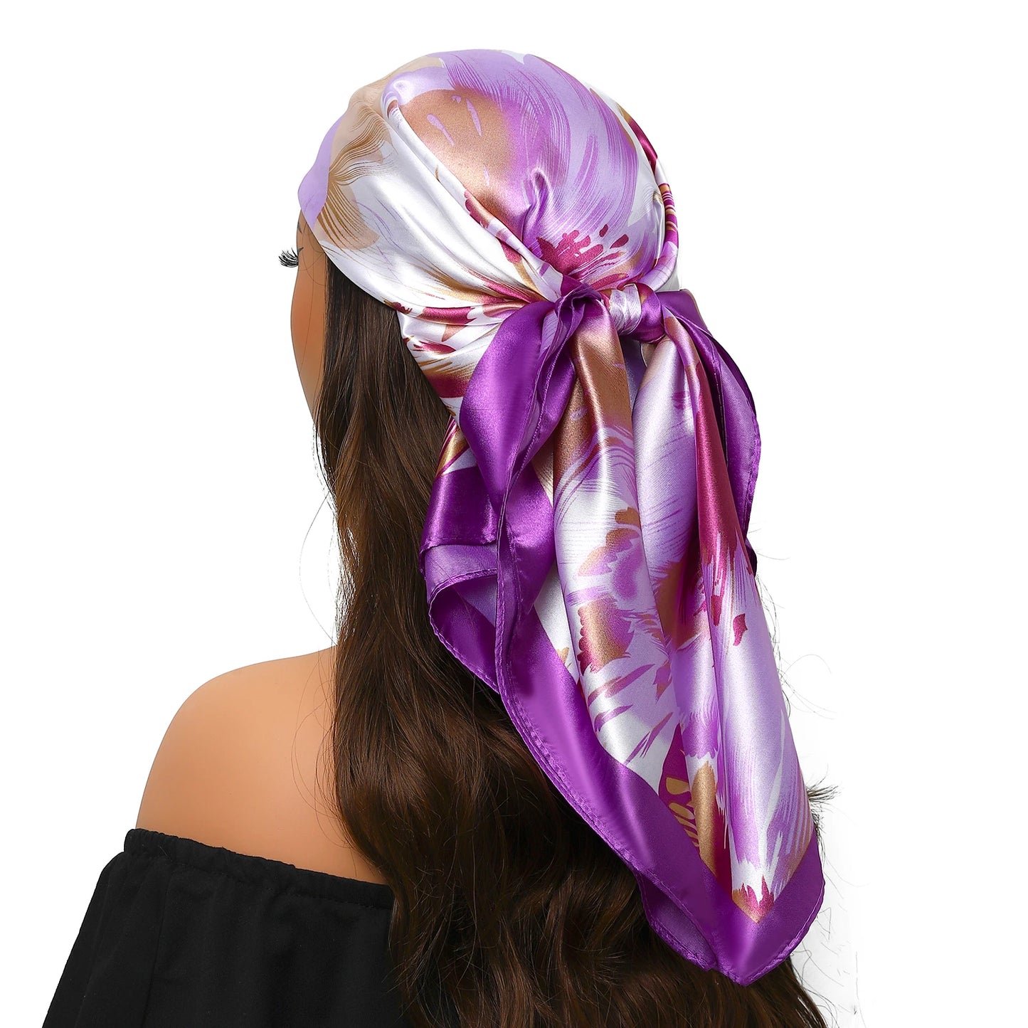 90cm Women Four Seasons Square Silk Satin Bandana Wrap Shawl Scarves Scarfs Spk11