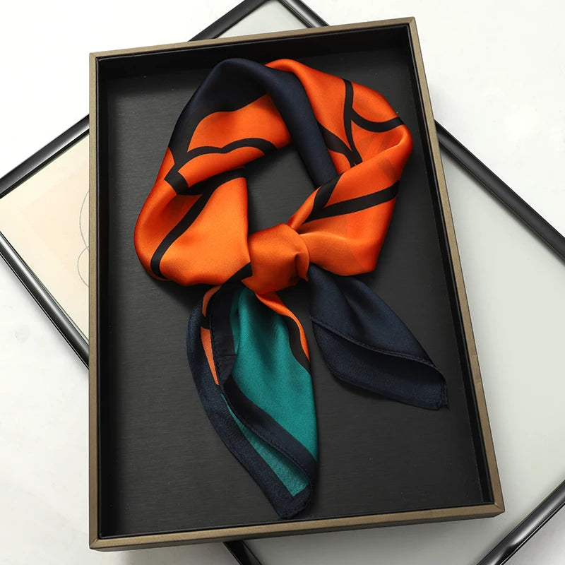 Women Silk Feeling Design Satin Square Scarf Wrap Shawl Scarves