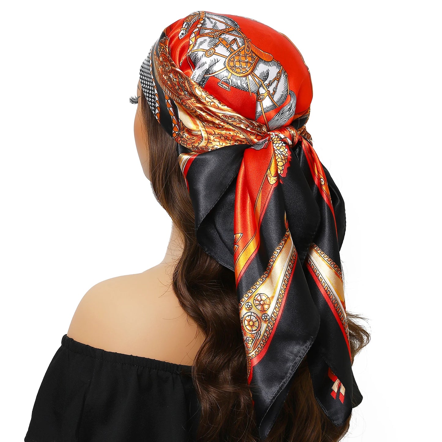 90cm Women Four Seasons Square Silk Satin Bandana Wrap Shawl Scarves Scarfs kfy1
