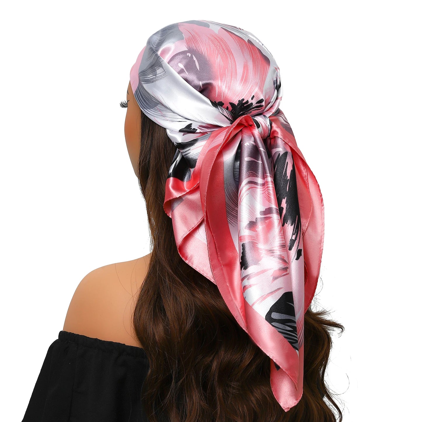 90cm Women Four Seasons Square Silk Satin Bandana Wrap Shawl Scarves Scarfs Spk11