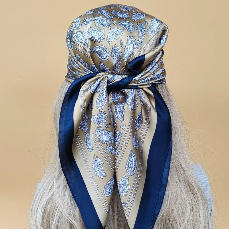90cm Women Four Seasons Square Silk Satin Bandana Wrap Shawl Scarves Scarfs SRk3