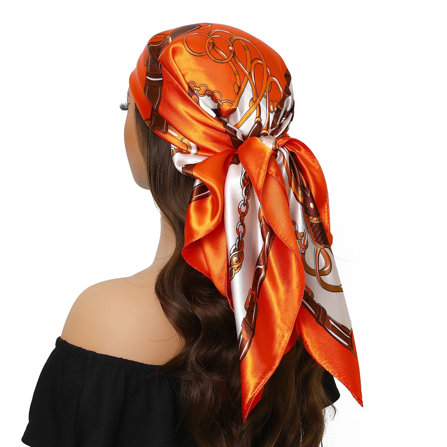 90cm Women Four Seasons Square Silk Satin Bandana Wrap Shawl Scarves Scarfs kfy1