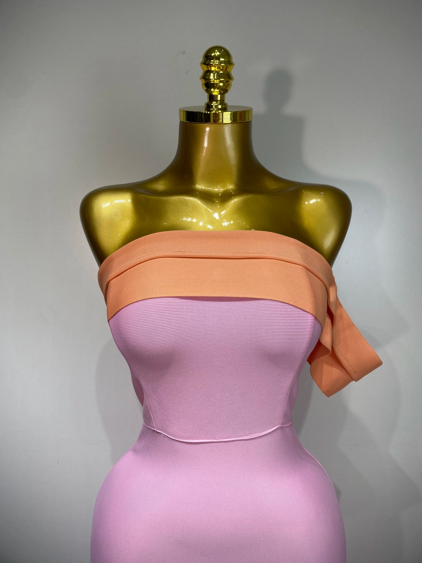 Sexy One Shoulder Color Block Bandage Celebrity Elegant Evening Birthday Party Dress