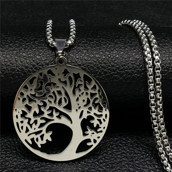 Tree of Life Collar Stainless Steel Women Men Chain Necklace Pendant